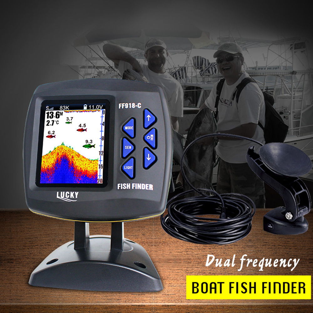 مكتشف سمك سلكي ثنائي التردد ،  - مراجعة Fish Finder Transducer وسعره